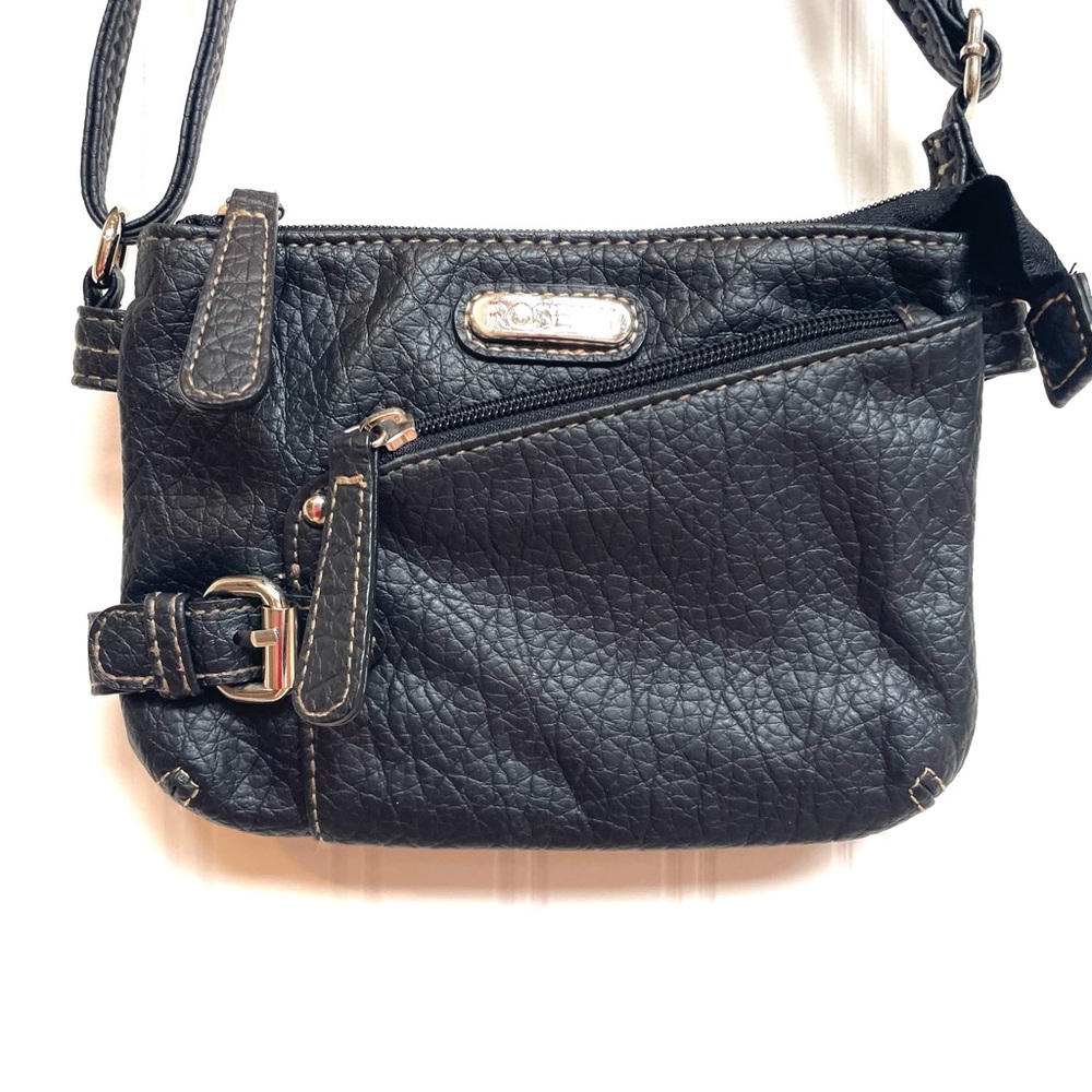 Rossetti Crossbody/Shoulder Strap Black Small Multi-Pocket Faux Leather Purse